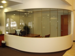 custom interior glazing on Storefront